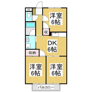 Surplus Threeキャッスルトマト【105号室】の間取り