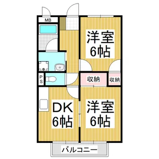Surplus Twoサンハイツ小林B【102号室】の間取り