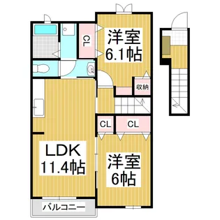 アンジュ・アームス【2階】の間取り