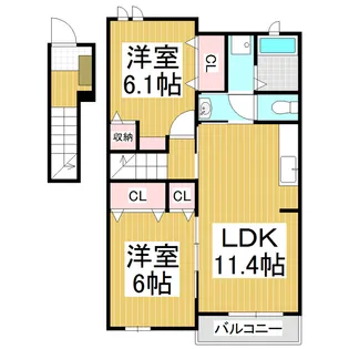 アンジュ・アームス【2階】の間取り