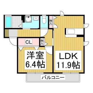 ボヌール上郷【202号室】の間取り