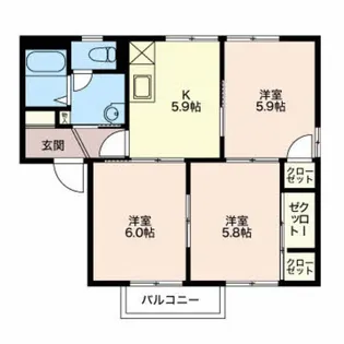 ディアス広畑 A【102号室】の間取り