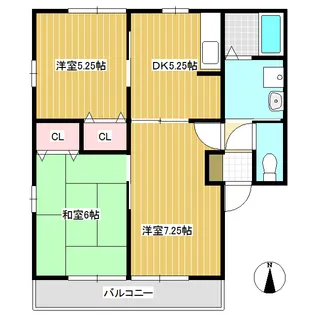 サンコート古里 A棟【202号室】の間取り