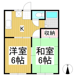 サンハイツ若林【102号室】の間取り