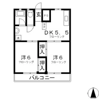 国分パークハイツ【206号室】の間取り