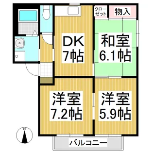ハイジドルフ A棟【202号室】の間取り
