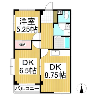 常磐城マンション【207号室】の間取り