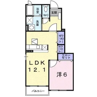 ポムドゥファム【105号室】の間取り