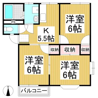 グローバルハウスB棟【102号室】の間取り