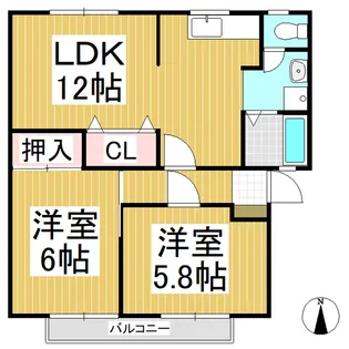 サンビレッジ上田原B【101号室】の間取り