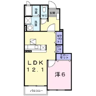 エレガンスラピーニ B【1階】の間取り