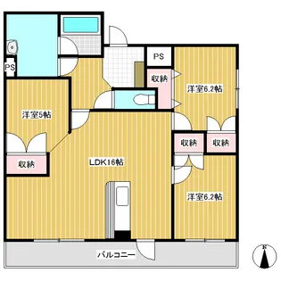 ブランニューシティ E棟【6階】の間取り