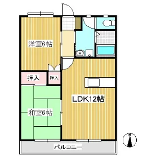 ハーベスト殿城B棟【201号室】の間取り