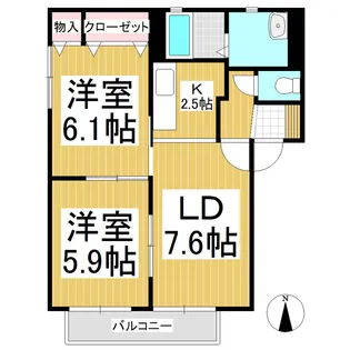 プレシール吉田B【1階】の間取り