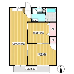 古里サンルートマンション【102号室】の間取り