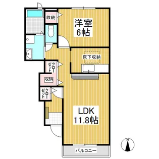 ロングランB【102号室】の間取り