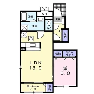 フォンテーヌD【1階】の間取り