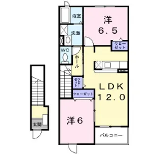 エンジェルゲートA(大東)【202号室】の間取り