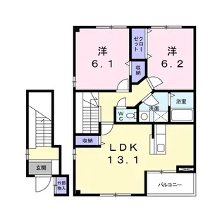 イリーデ上田B【2階】の間取り