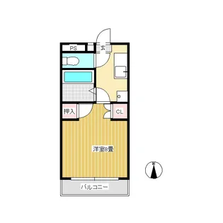 コーポセシボンS【206号室】の間取り