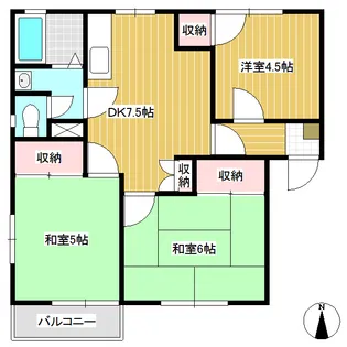 フレグランス長土呂E【201号室】の間取り