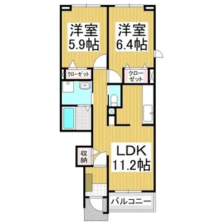 グレイス ロリエA【102号室】の間取り