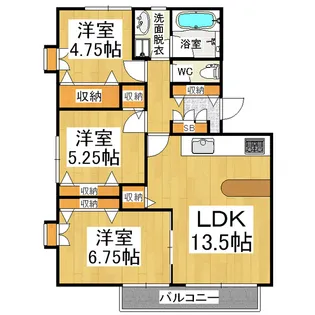 メゾン若宮D棟【101号室】の間取り