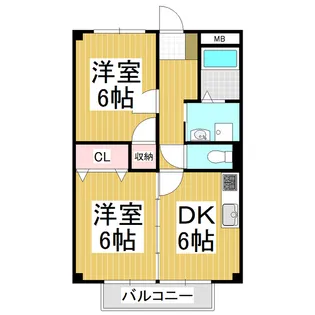 プリムローズ朝倉【202号室】の間取り