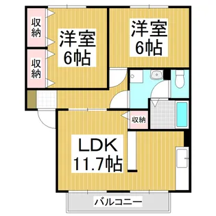 メゾンロゼールA棟【102号室】の間取り