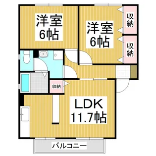 メゾンロゼールA棟【203号室】の間取り