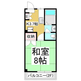 郵ハイツ平田【2A号室】の間取り