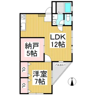 本道ハイツ B棟【102号室】の間取り