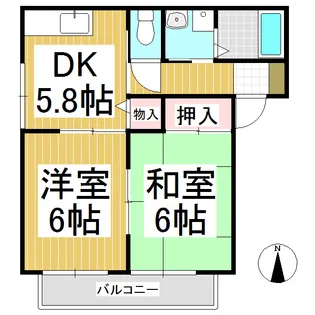 サンクス H棟・Y棟【H102号室】の間取り