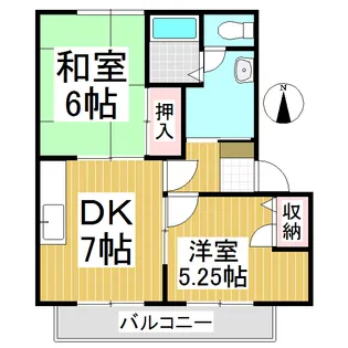サンクス H棟・Y棟【Y202号室】の間取り