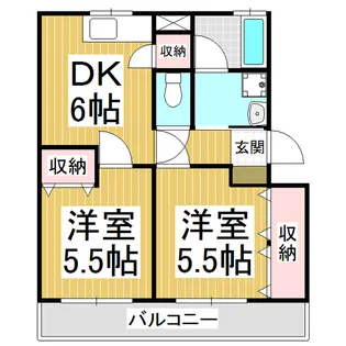 楓青山ハイツA棟【203号室】の間取り