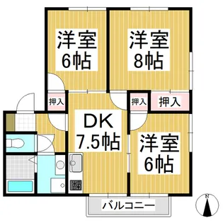ハローイントクマⅡ【205号室】の間取り