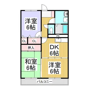 マンション スカイヒルズ【302号室】の間取り