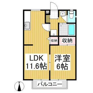 サンビレッジ上田原D【202号室】の間取り