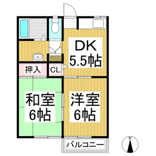 グリーン東中条【202号室】の間取り