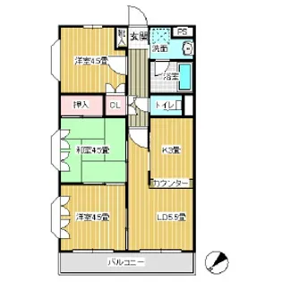 乙女台マンション【3-D号室】の間取り
