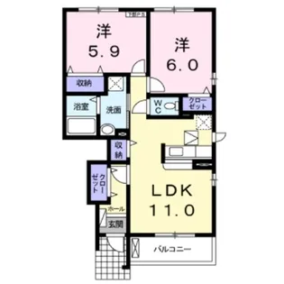 カーサ・デスパシオ B【1階】の間取り