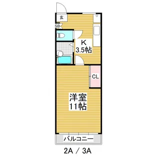 エスポワール三愛【3A号室】の間取り