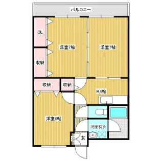 マンションシルクスクエアⅡ【101号室】の間取り
