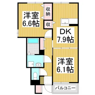 グリシーヌ B【1階】の間取り