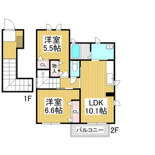 2LDKの間取り画像