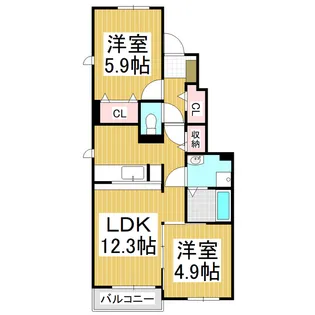 エーデルワイス鎌田【1階】の間取り