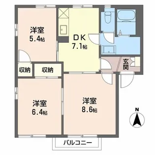 フレグランス恵W棟【101号室】の間取り