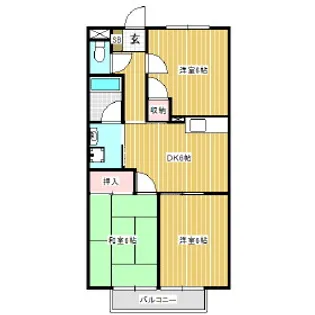 Surplus Three小林Ⅲ【201号室】の間取り