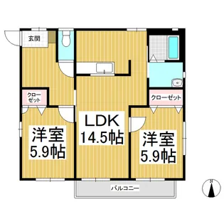 フロンティア徳間 C棟【101号室】の間取り