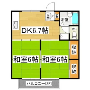 プレジールふじもり【101号室】の間取り